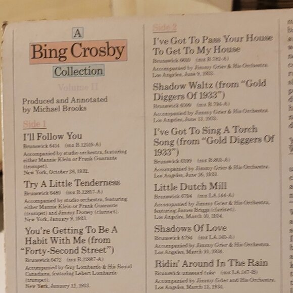 2/$9 Records: "A Bing Crosby Collection" Volume II (1932-1934) 33 1/2 Demo LP - Picture 5 of 8
